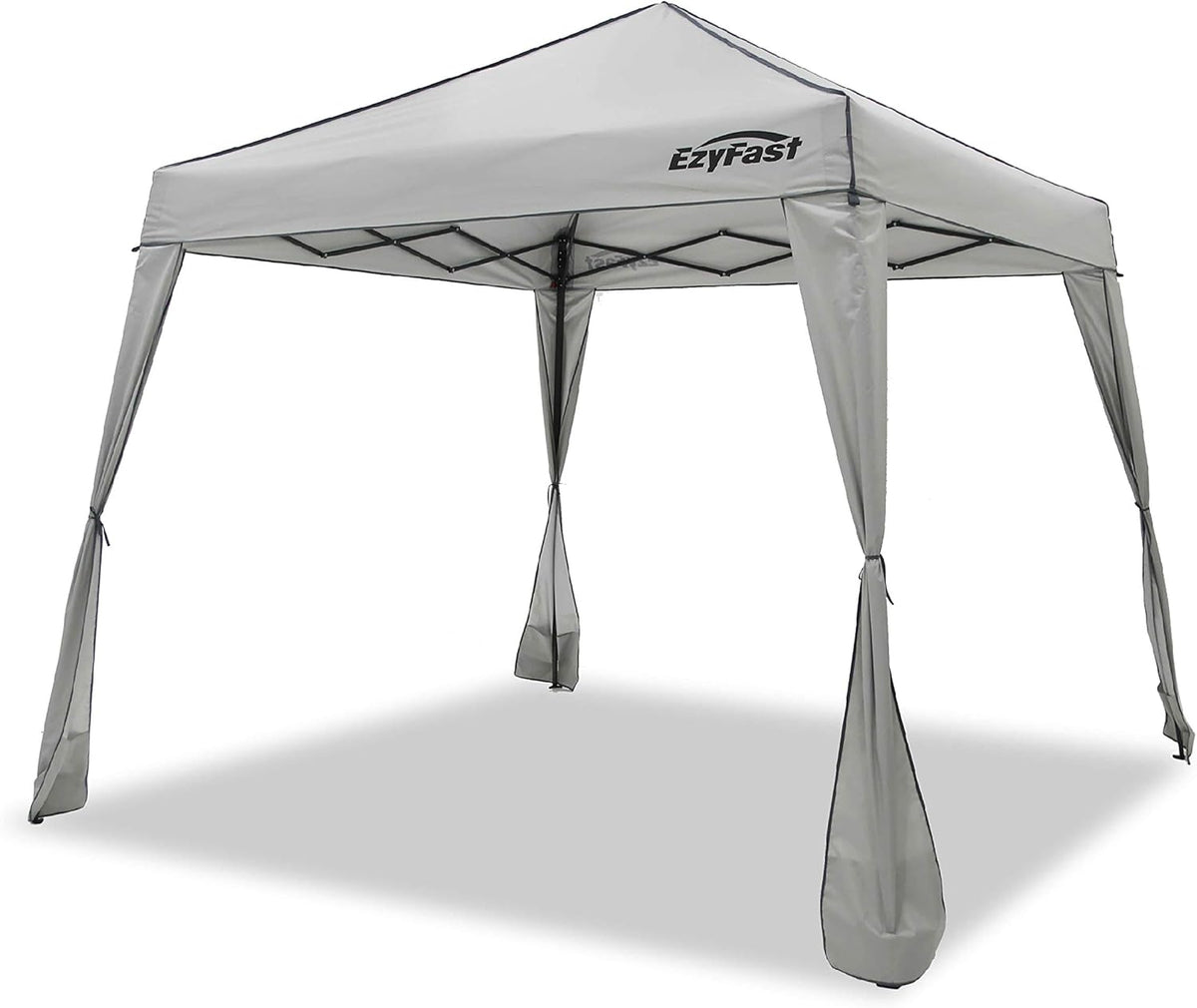 EzyFast Elegant Pop Up Beach Shelter, Compact Instant Canopy Tent, Portable Sports Cabana, 7.5 x 7.5 ft Base / 6 x 6 ft top for Hiking, Camping, Fishing, Picnic, Family Outings (6 x 6, A Khaki)